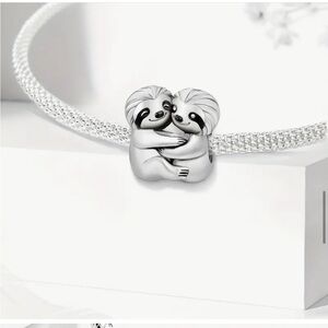 SLOTH BEARS EMBRACED BRACELET CHARM-NEW